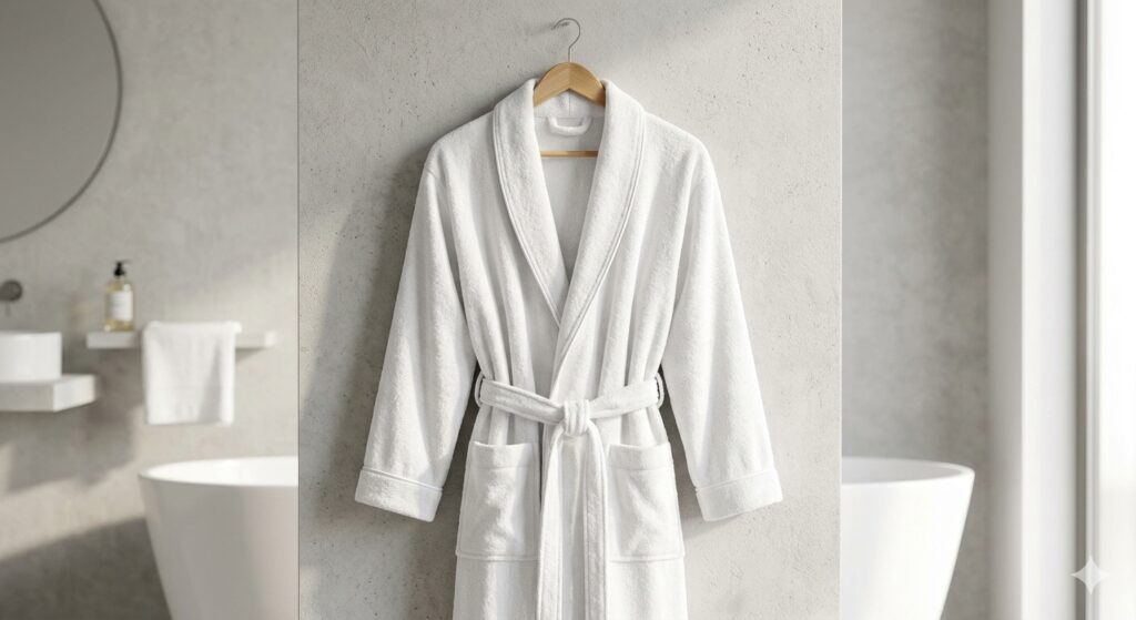 White Shawl Collar Terry Bathrobes